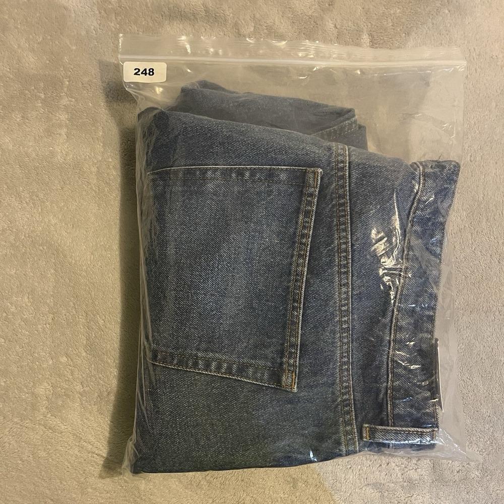MNG Mango Havana Jeans Women 46 Blue Straight High Waist Cropped‎ Button Fly - Picture 16 of 16